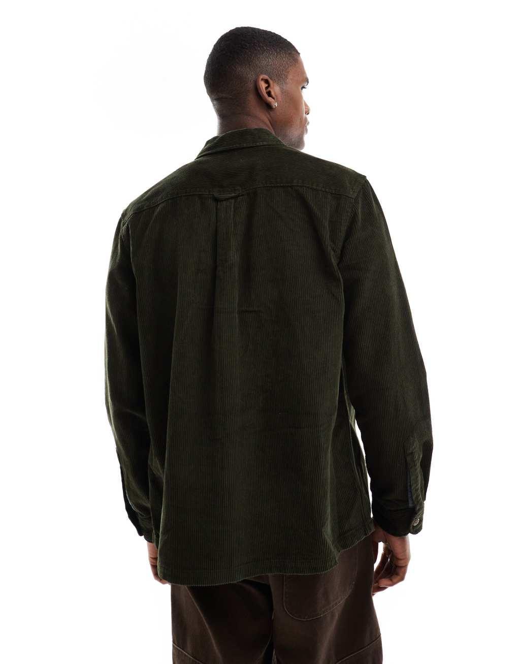 Jack & Jones oversized cord overshirt in khaki Product Image