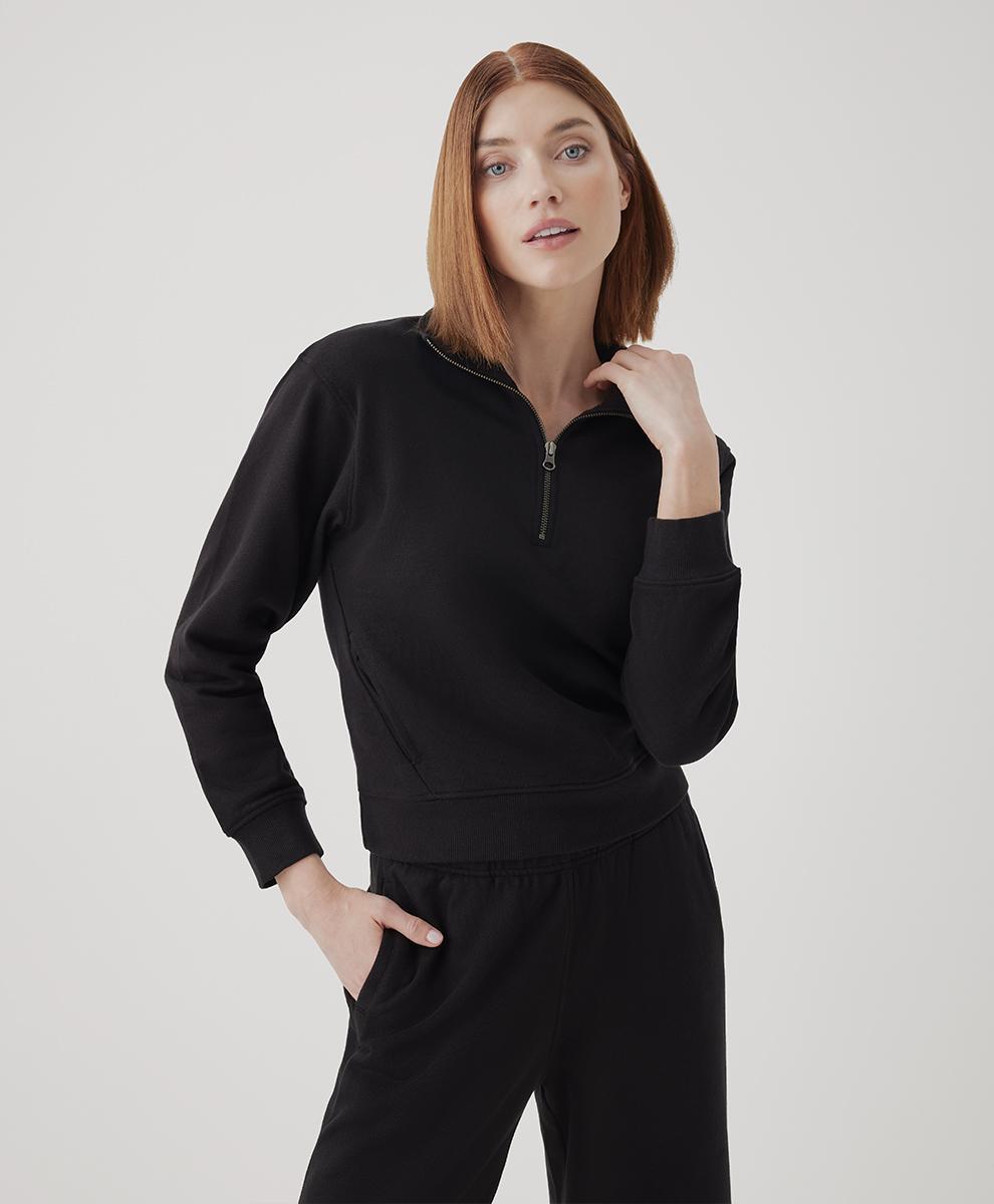 Womens Essential Loopback Terry Quarter Zip Sweatshirt XS Product Image