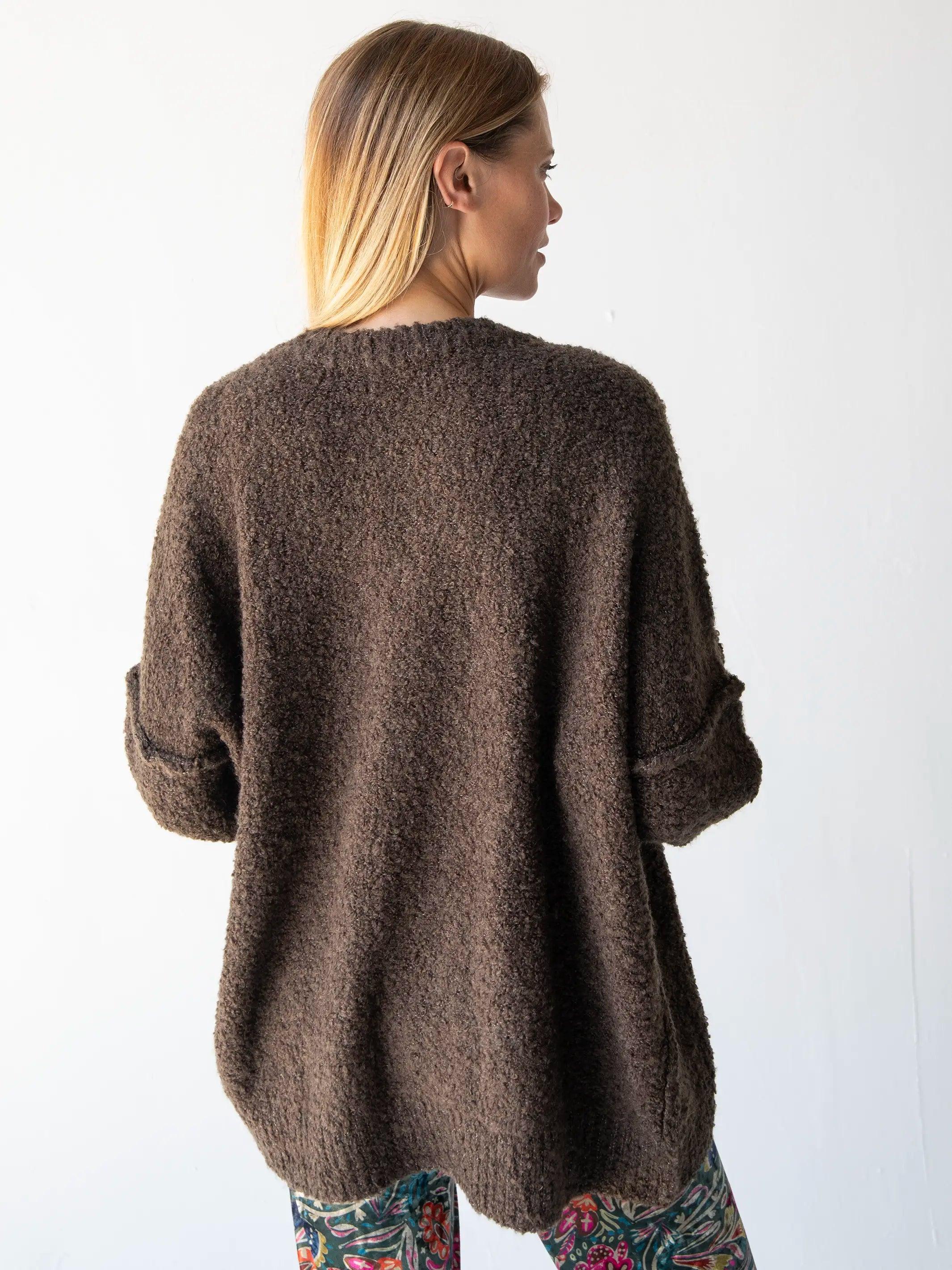 Like-A-Hug Boucle Cardigan Sweater - Brown Product Image