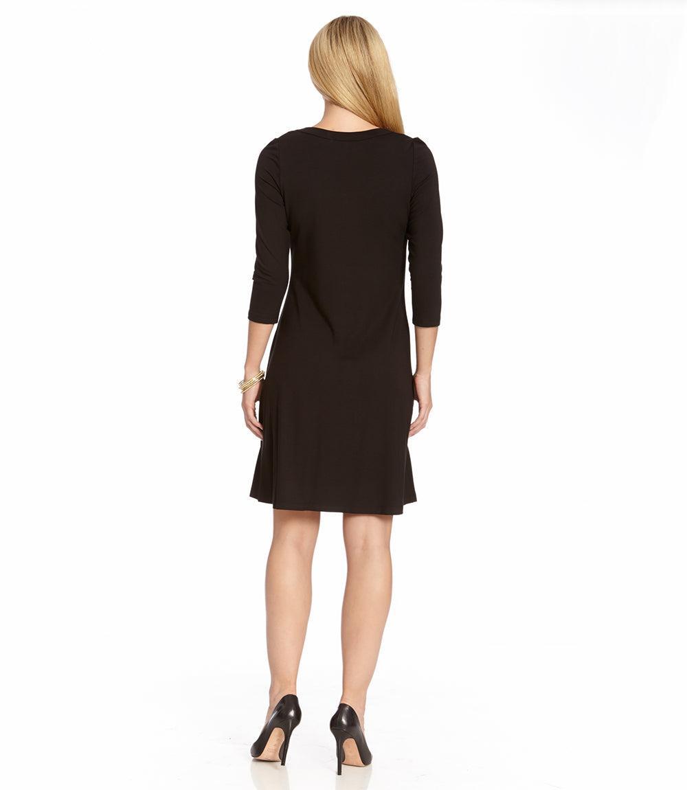 Karen Kane Petite Size Scoop Neck 34 Sleeve Fit and Flare Knit Dress Product Image