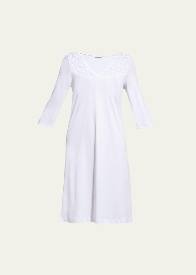 Womens Moments Three-Quarter Lace Yoke Night Gown Product Image