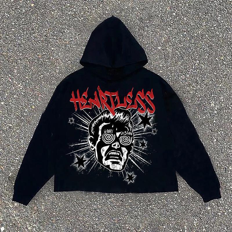 Vintage Men's Hellstar Graphic Print Loose Hoodie Product Image