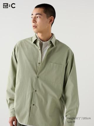 Mens Broadcloth Oversized Shirt Green Small UNIQLO US Product Image