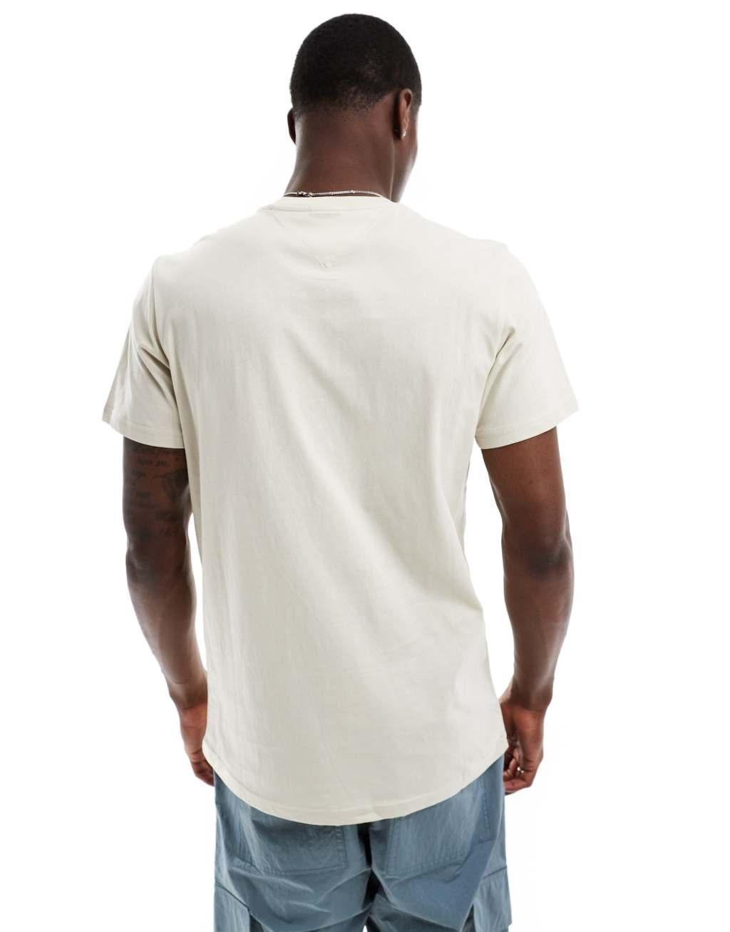 Tommy Jeans slim essential flag T-shirt in beige Product Image