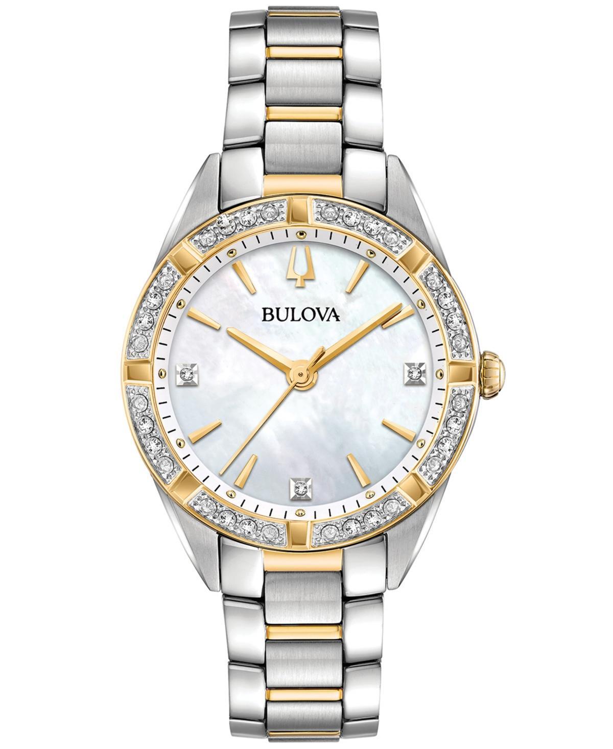 Bulova Womens Sutton Diamond (1/10 ct. t.w.) Two-Tone Stainless Steel Bracelet Watch 32.5mm - Two-Tone Product Image