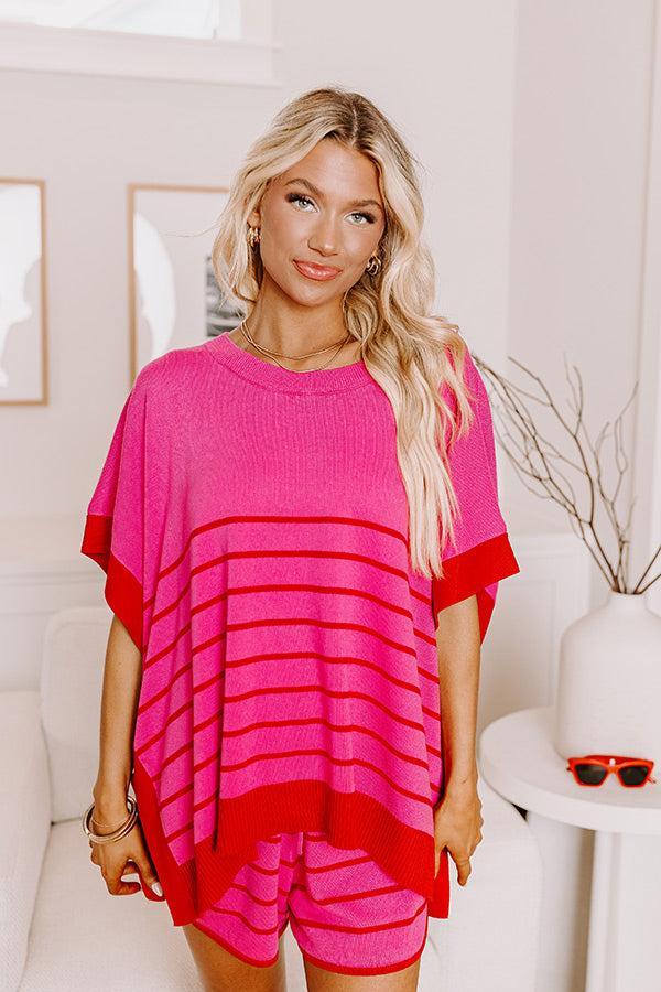 Dockside Cutie Knit Shift Top in Pink Product Image