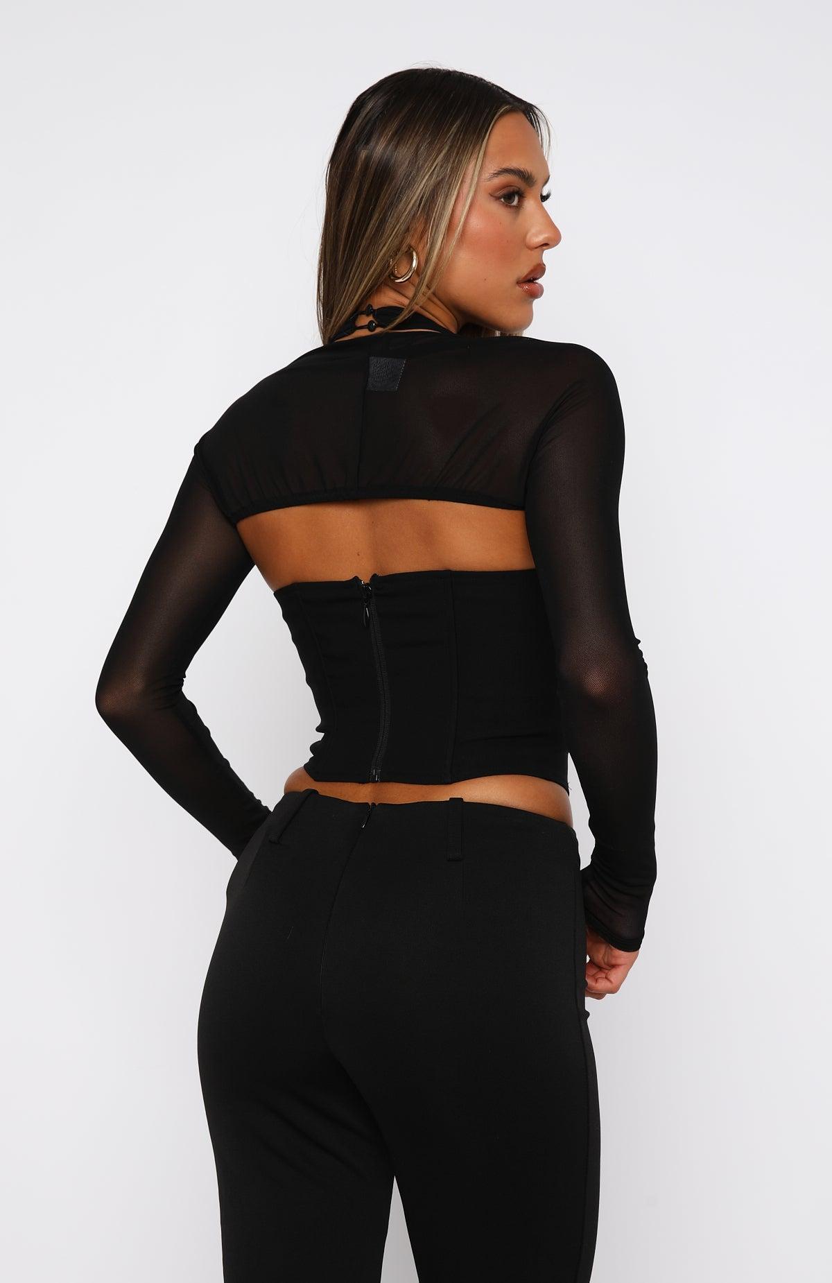 Favourite Person Long Sleeve Bustier Black Product Image