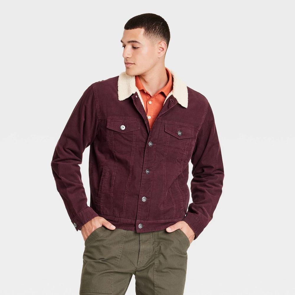 Mens Faux Shearling Lined Trucker Jacket - Goodfellow & Co Grape Purple Product Image