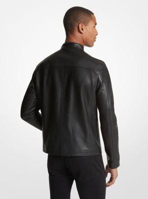 Mens Leather Racer Jacket Product Image