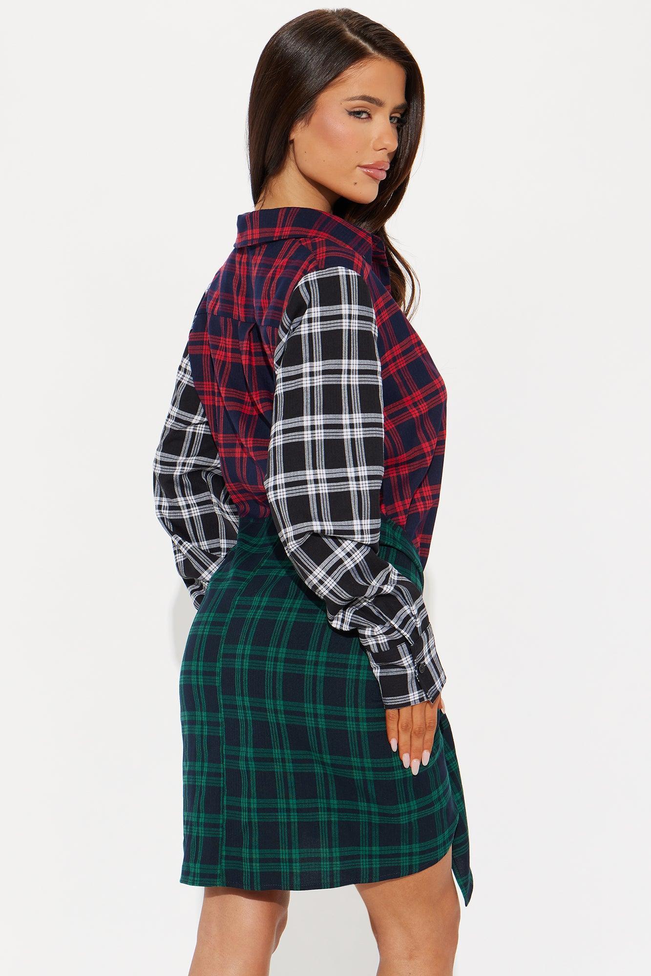 No Nonsense Plaid Mini Dress - Red/combo Product Image