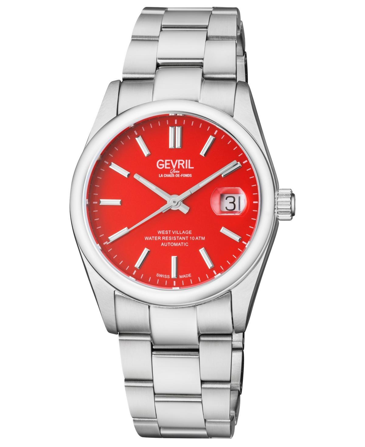 Gevril Mens West Village Swiss Automatic Silver-Tone Stainless Steel Bracelet Watch 40mm Product Image