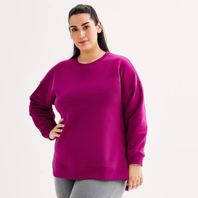 Plus Size Tek Gear Ultrasoft Fleece High Slit Tunic Top, Womens Maiti Pink Product Image