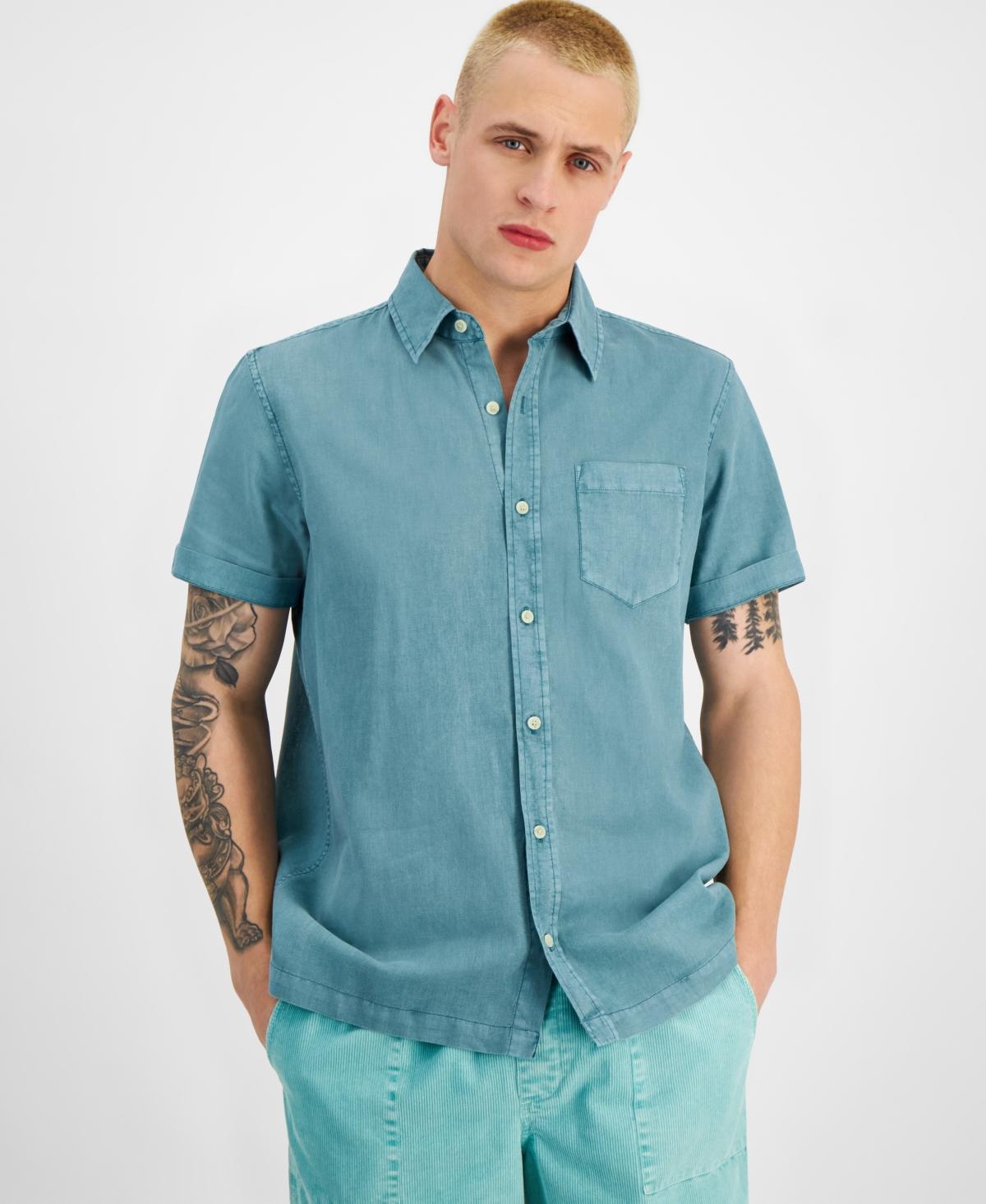 Sun + Stone Mens Blake Linen Chambray Short Sleeve Button-Front Shirt, Created for Macys Product Image