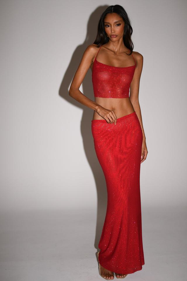 Erika Diamante Maxi Skirt - Vermilion Red Product Image