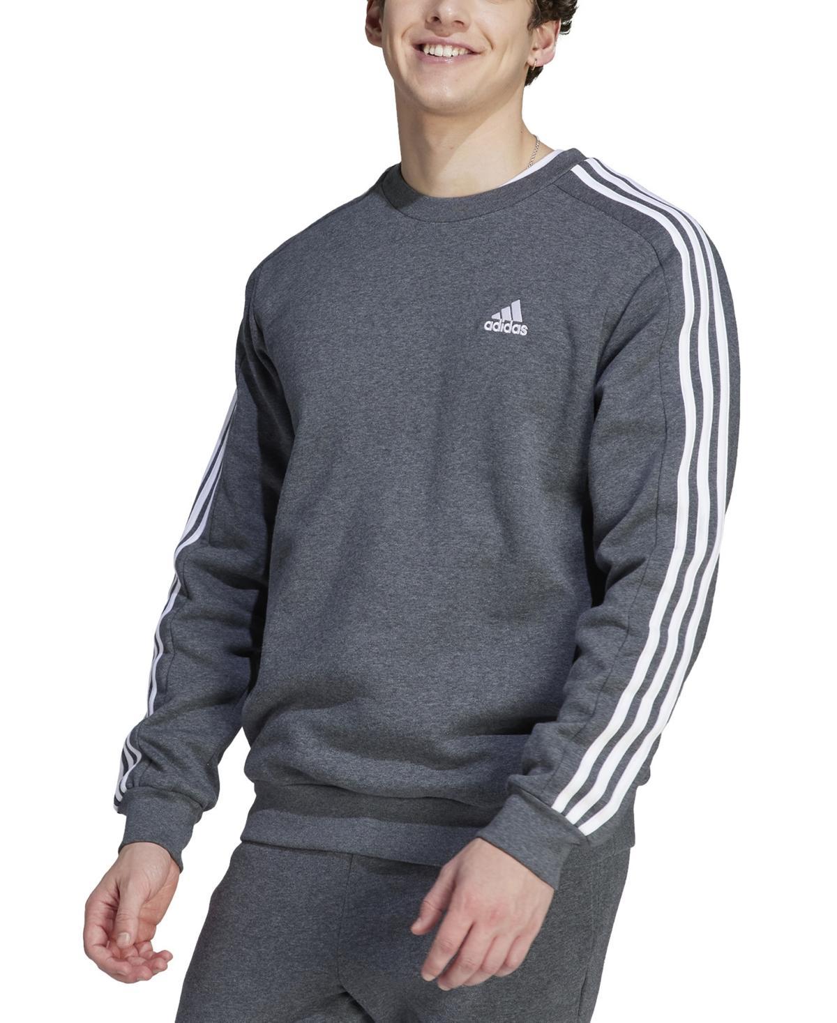 adidas Essentials Fleece 3-Stripes Sweatshirt (Black) Men's Clothing Product Image