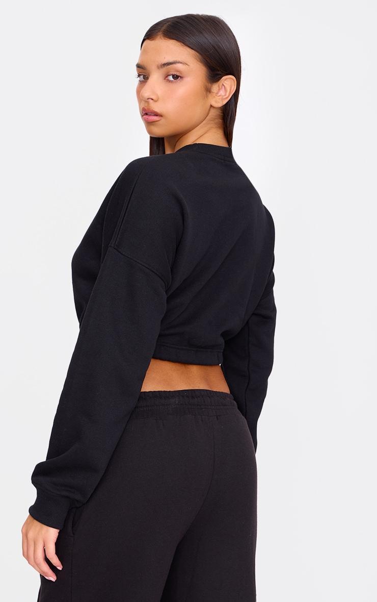 Black Drawcord Waist Cropped Sweatshirt Product Image