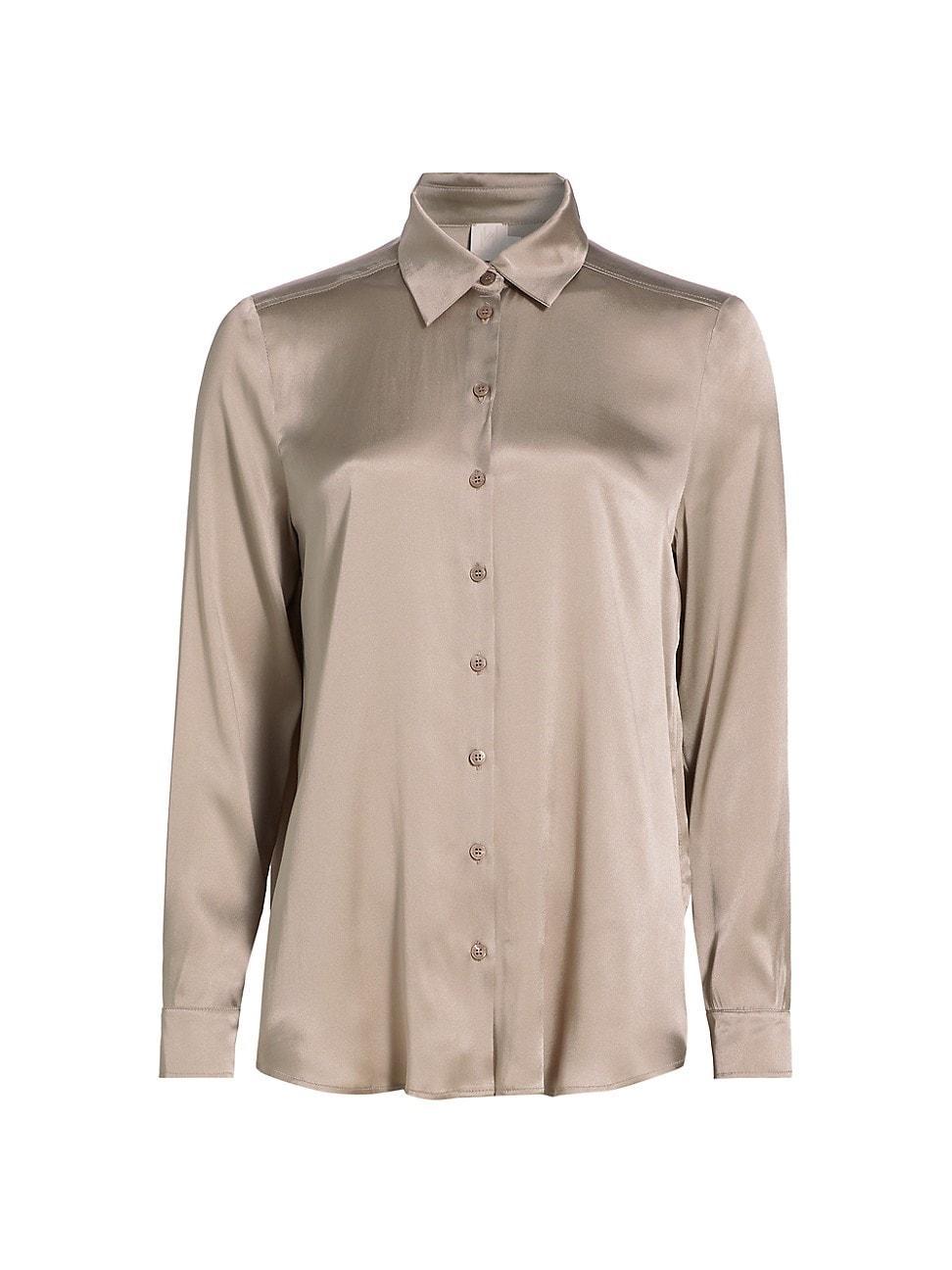 Womens Sifone Silk-Blend Satin Shirt Product Image