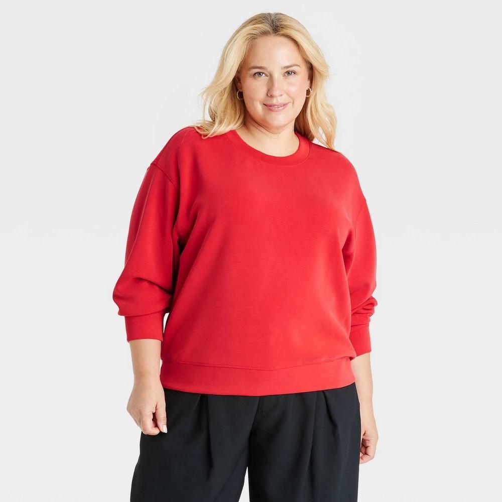 Womens Sandwash Pullover Sweatshirt - A New Day Red 2X product image