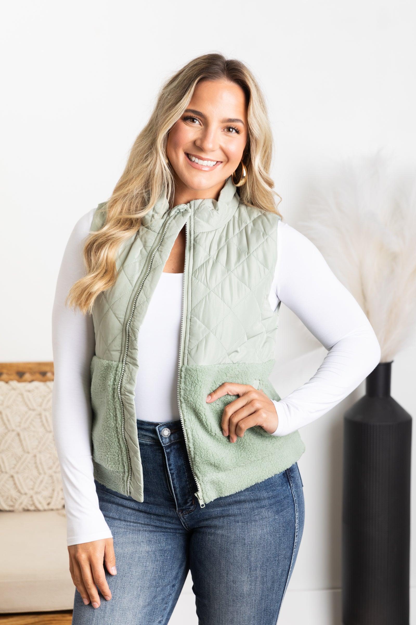 Quilted Fleece Mock Neck Vest Product Image