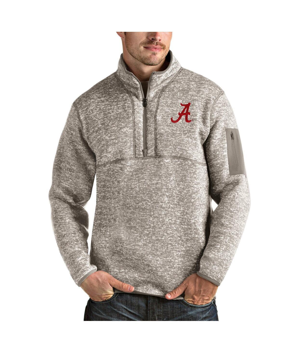 Antigua Mens Oatmeal Alabama Crimson Tide Fortune Half-Zip Pullover Jacket Product Image