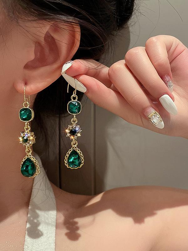 Urban Green Rhinestone Waterdrop Earrings Accessories product image