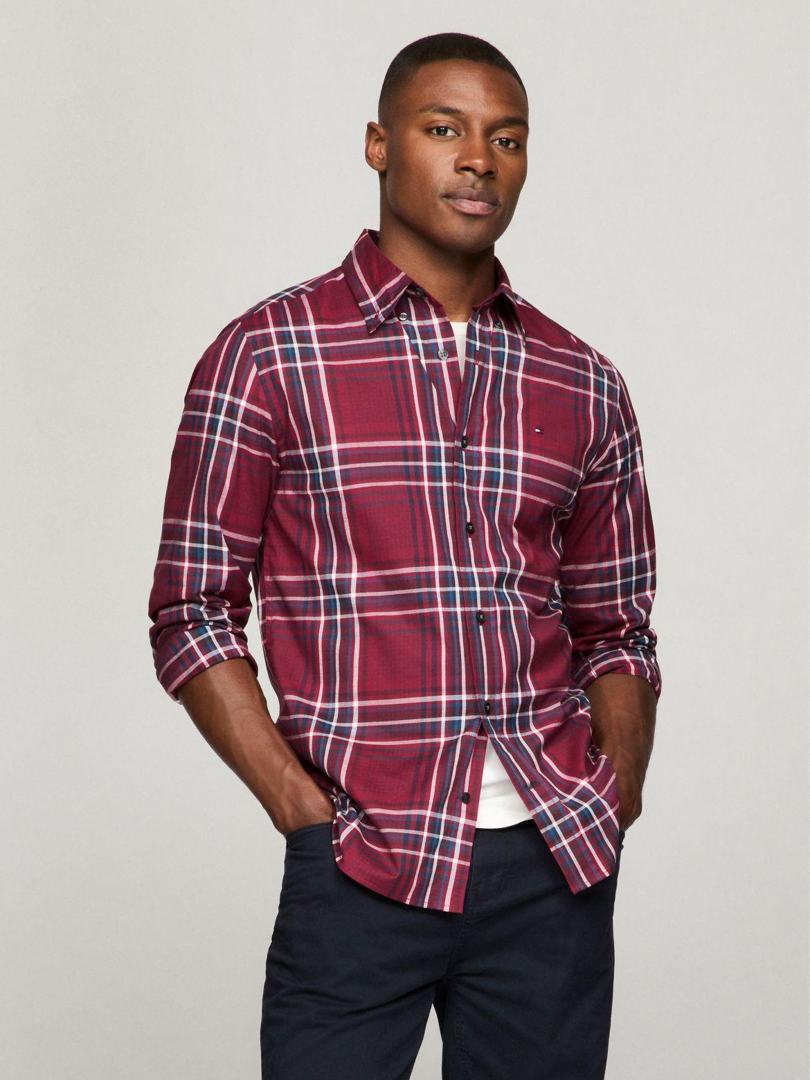 Tommy Hilfiger Men's THFlex Plaid Regular Fit Poplin Shirt Product Image