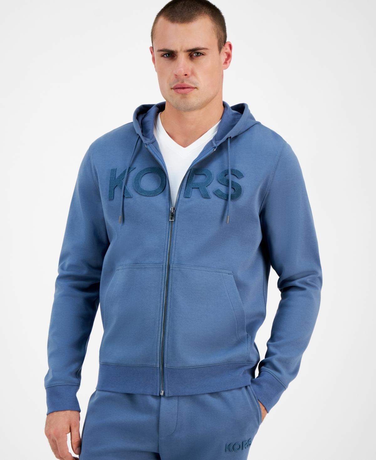 Michael Kors Mens Textured-Logo Zip Hoodie Product Image