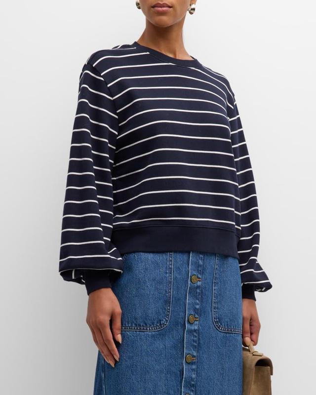 Stripe Blouson-Sleeve Sweatshirt Product Image