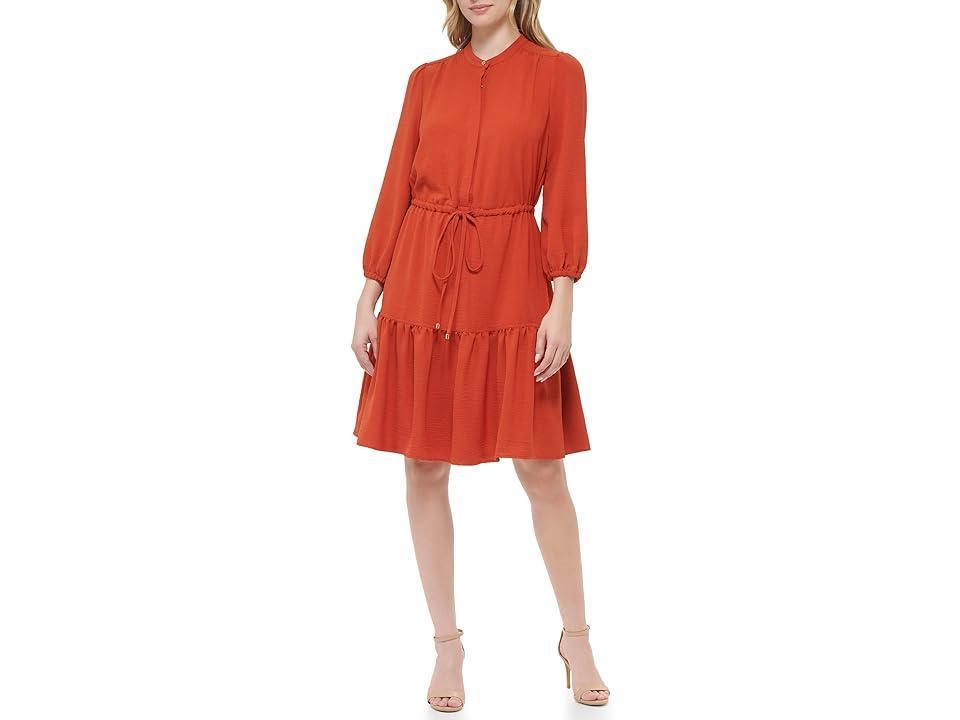 Tommy Hilfiger Aero Crepe De Chine Tiered Dress (Cinnamon) Women's Dress Product Image