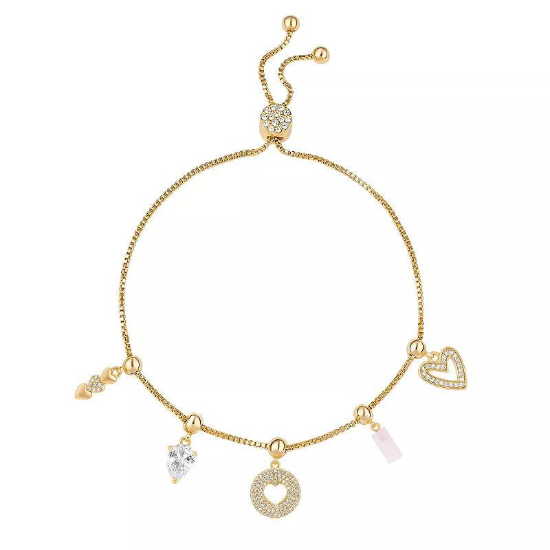 Brilliance 18k Gold Plated Charm Bracelet, Womens Gold Tone Pink Product Image