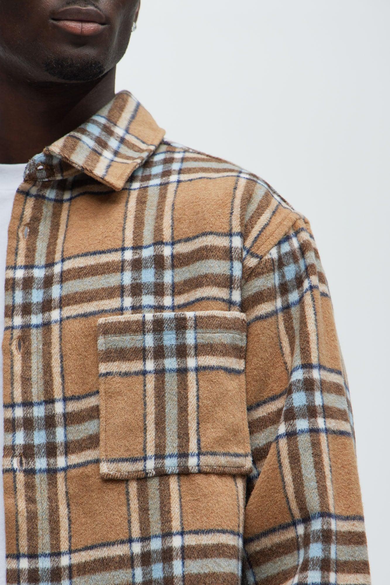 Come See Me Plaid Shacket - Beige Product Image