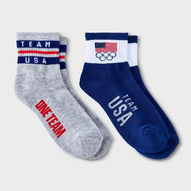 Womens 2pk Team USA Cushioned Ankle Socks - Navy/Heather 4-10 Product Image