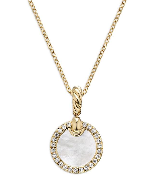 Womens Petite DY Elements Pendant Necklace in 18K Yellow Gold with Pav Diamonds Product Image