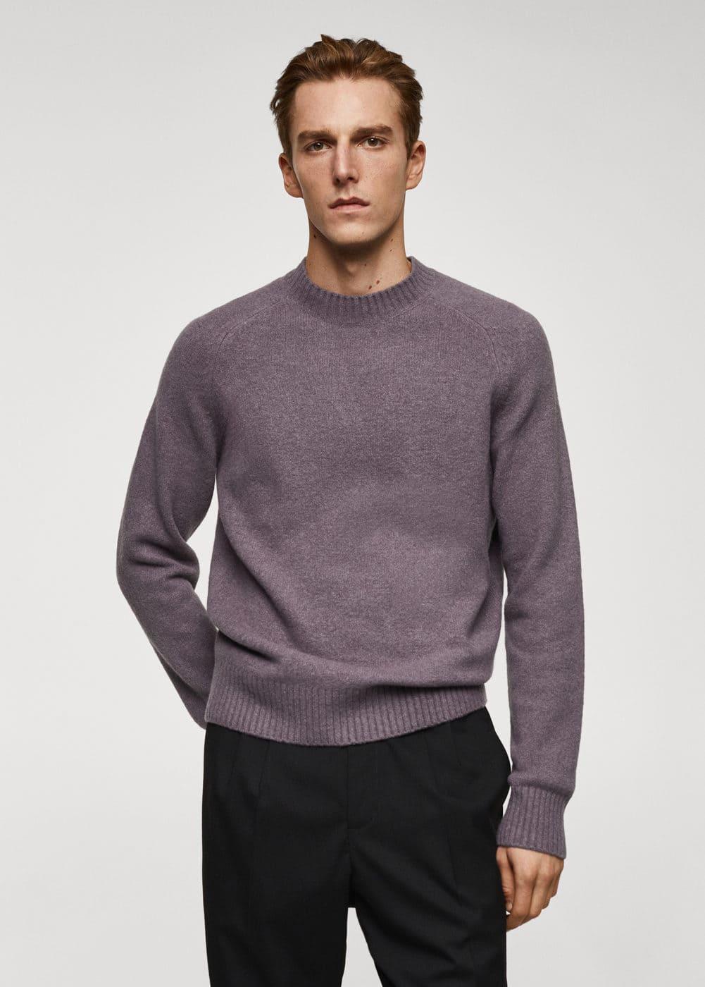 MANGO MAN - Knitted sweater with ribbed details lavenderMen Product Image