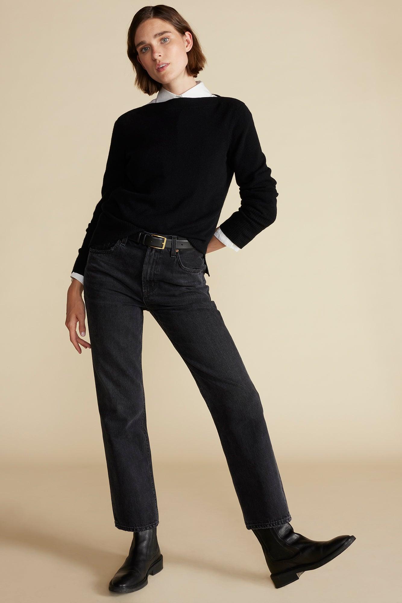 Nadia Cashmere Sweater - Licorice Black Product Image