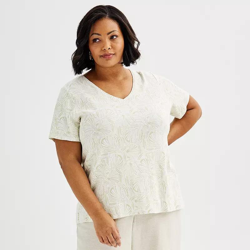 Plus Size Croft & Barrow Essential V-Neck Tee, Womens Product Image