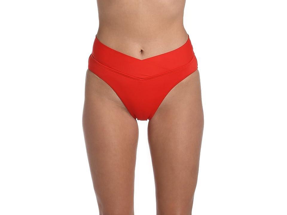 La Blanca Island Goddess Crossover High-Waist Bottoms (Cherry) Women's Swimwear Product Image