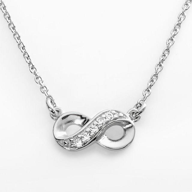 Sophie Miller Sterling Silver Simulated Diamond Infinity Link Necklace, Womens White Product Image