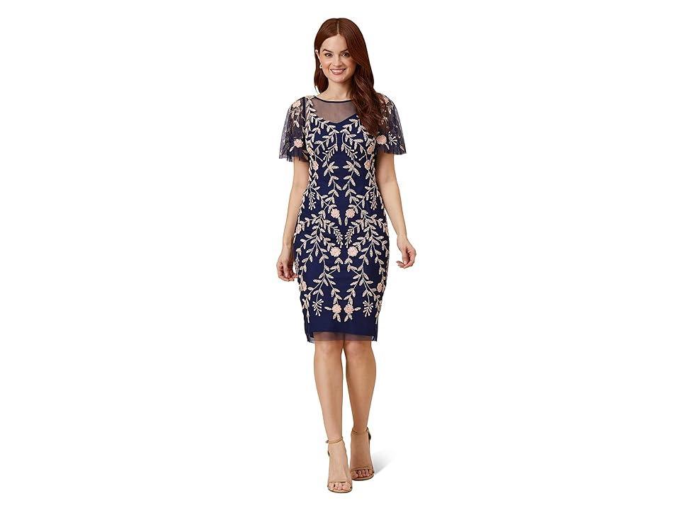 Adrianna Papell Floral Beaded Sheath Dress Product Image