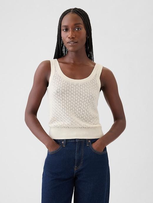 Cropped Pointelle Sweater Tank Product Image