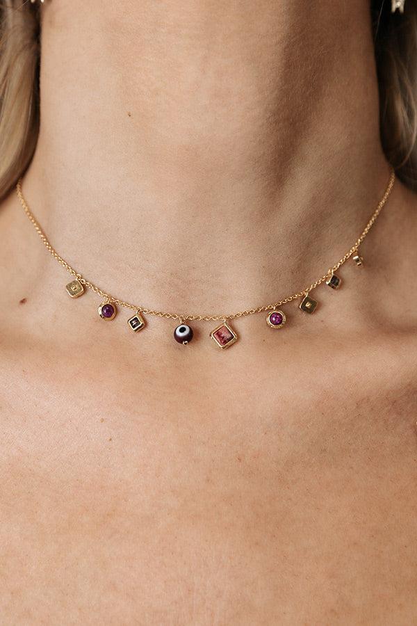 Gemma Vintage Gold Strand Necklace in Plum Mix Product Image