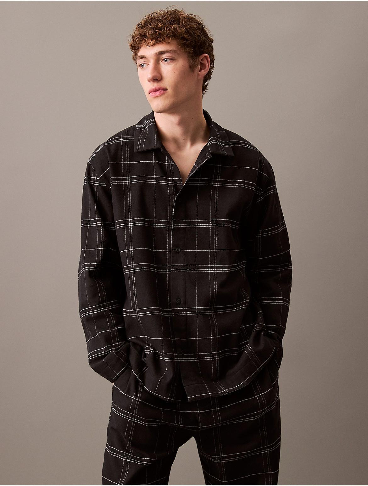 Calvin Klein Mens Flannel Sleep Button-Down Shirt - Grey - XL Product Image