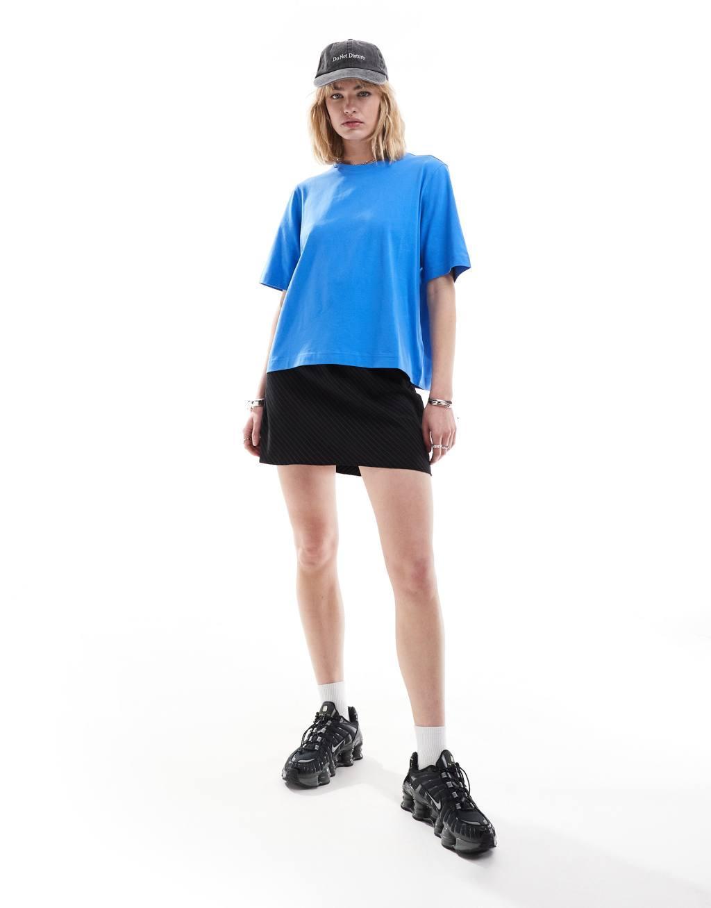 Weekday Perfect boxy fit t-shirt in blue Product Image