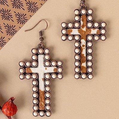 Encased Cross Earrings- 3 Colors Product Image