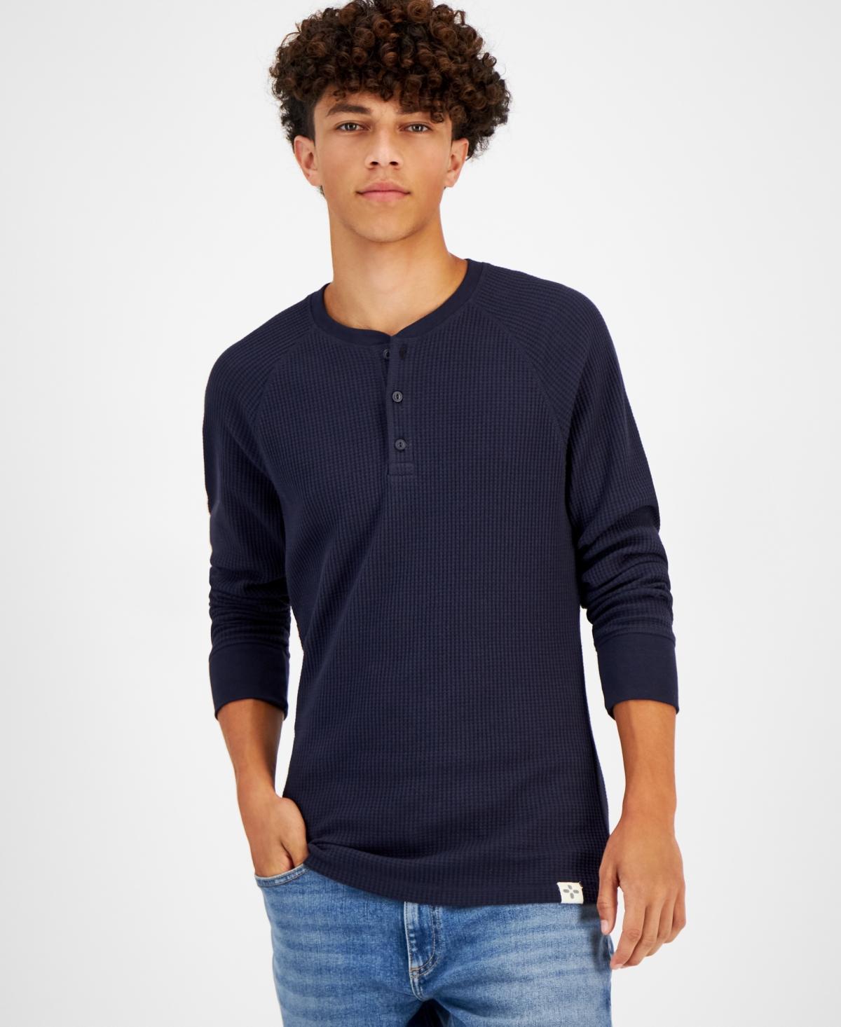 Sun + Stone Mens Thermal Henley Shirt, Created for Macys Product Image