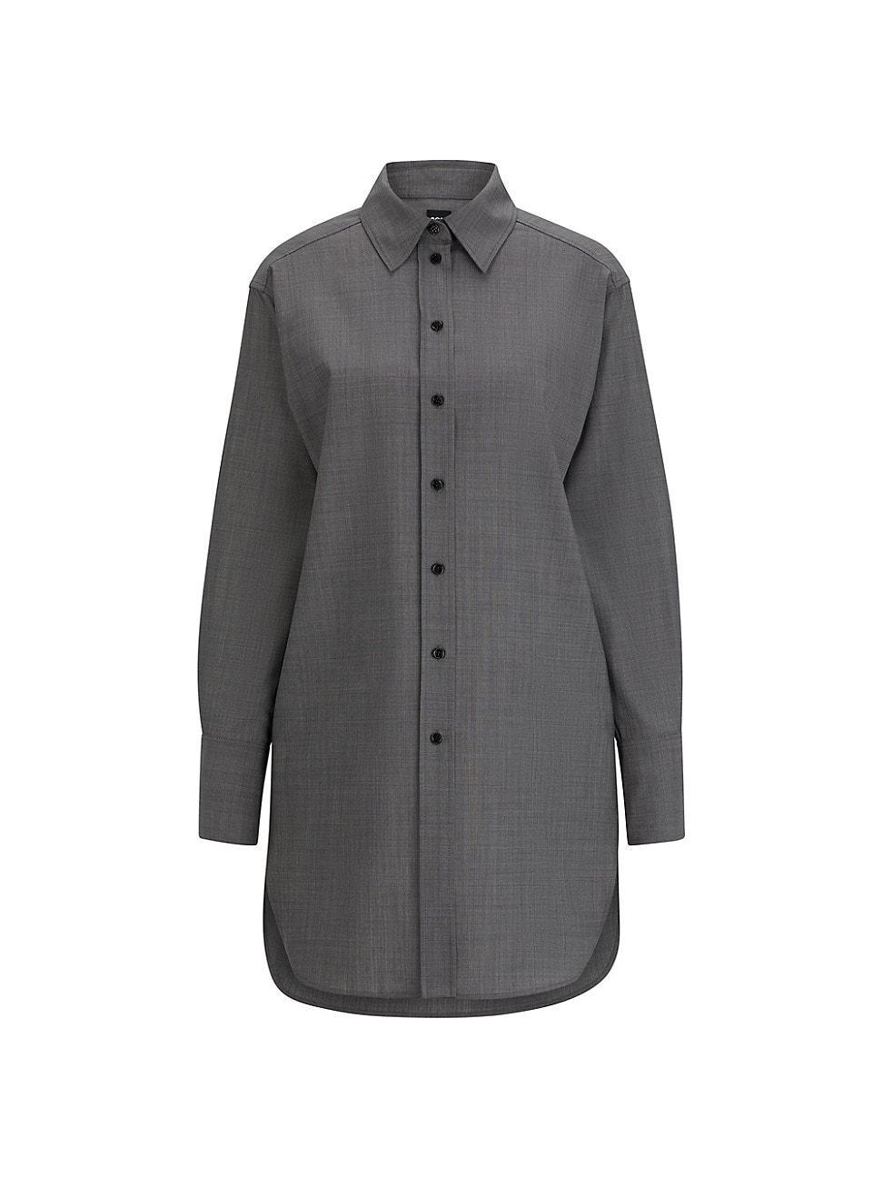 Womens Relaxed-Fit Blouse in Italian Virgin-Wool Sharkskin Product Image