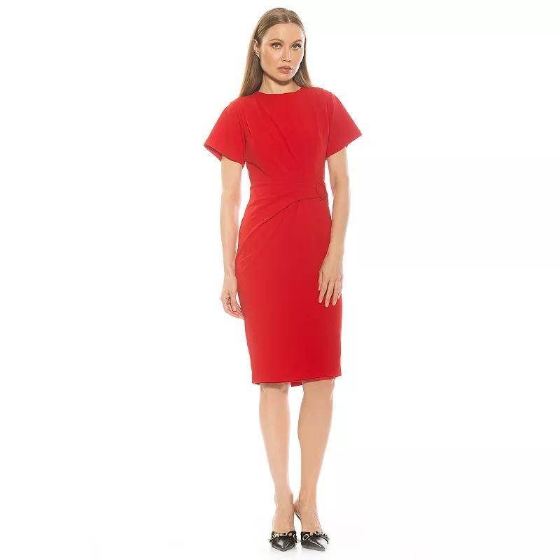 Womens ALEXIA ADMOR Clara Crewneck Draped Short Sleeve Dress Product Image