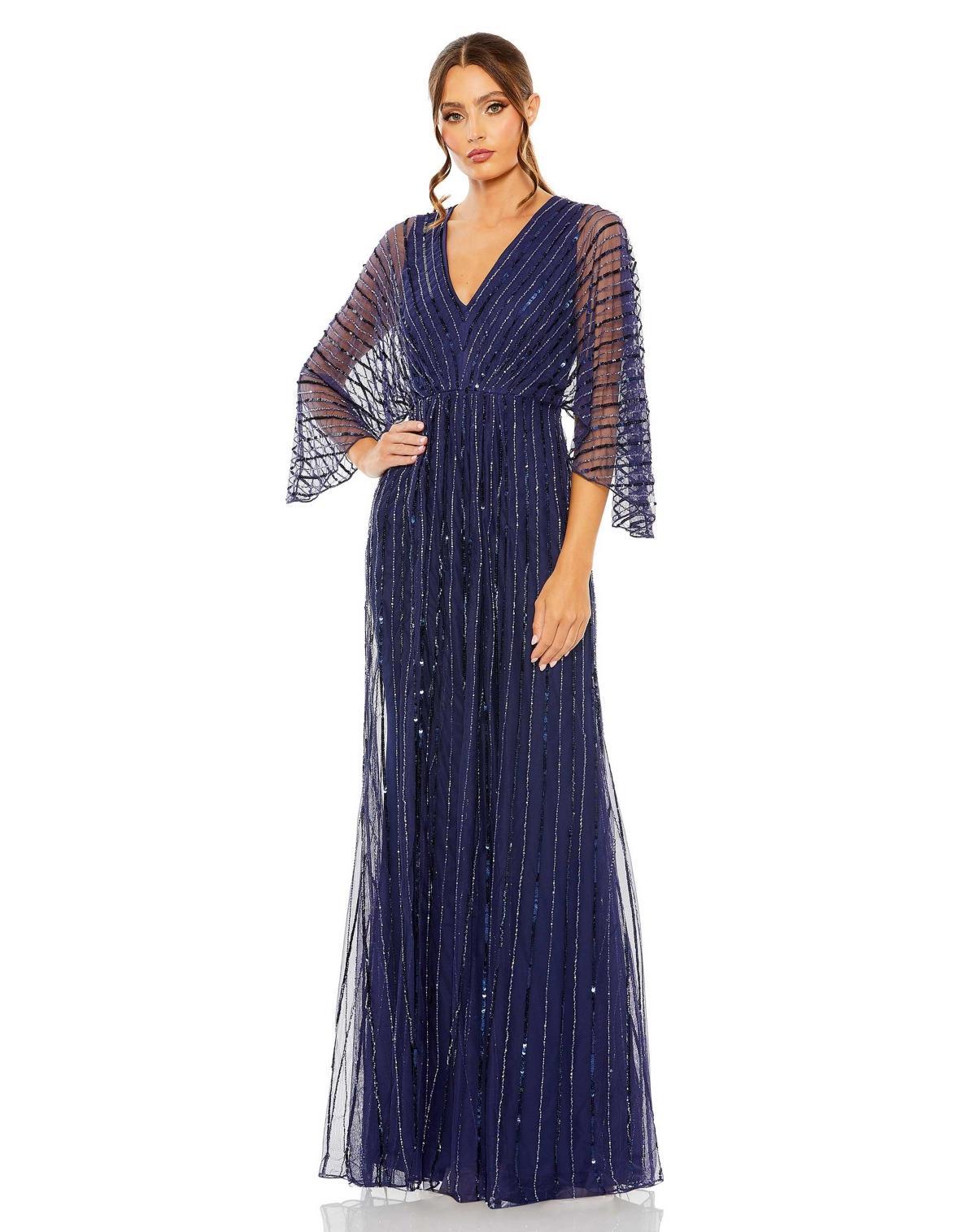 Womens Wide-Sleeve Sequin Beaded Gown Product Image