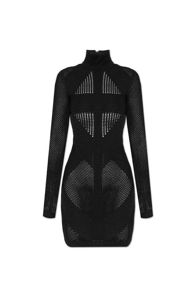 BALMAIN Back Zipped Turtleneck Mini Dress In New Product Image