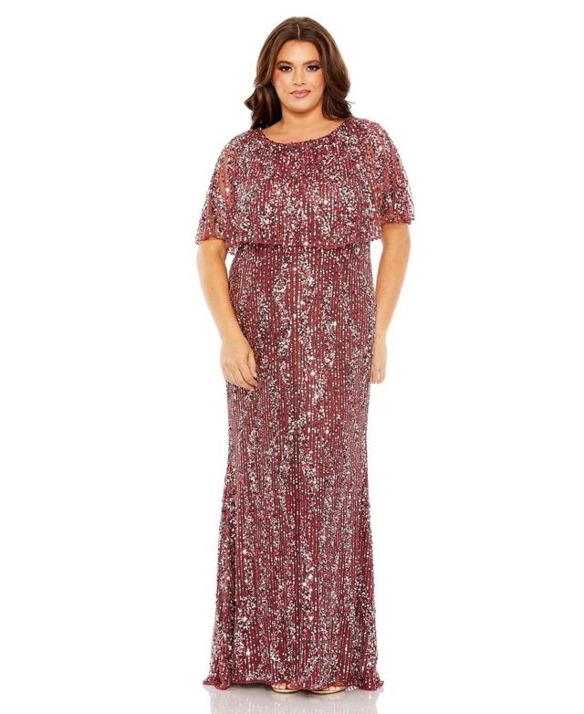 FABULOUSS BY MAC DUGGAL Sequin Popover Column Gown Product Image